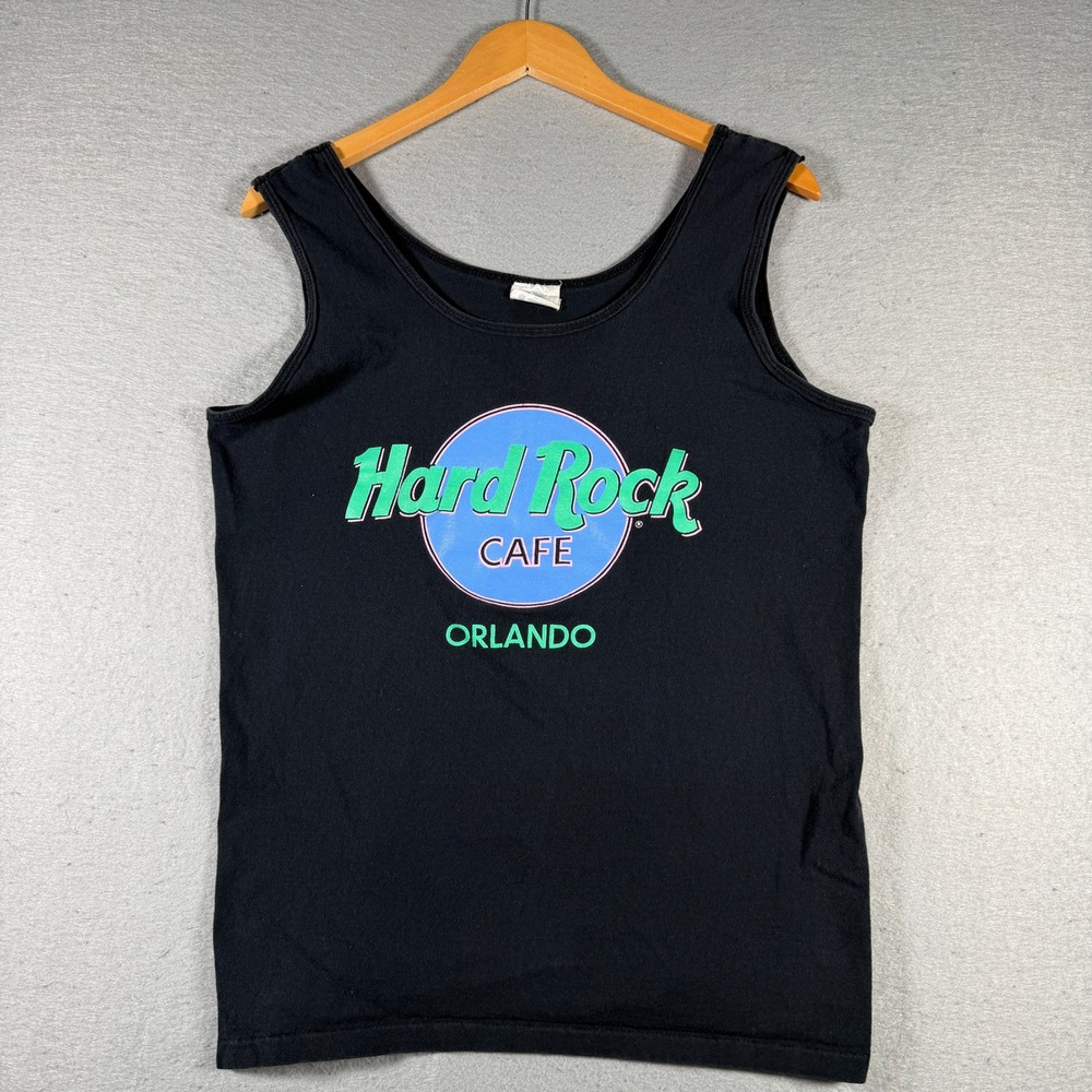 Vintage Hard Rock Cafe Orlando Tank Top Mens Large Black 100% Cotton Made in USA